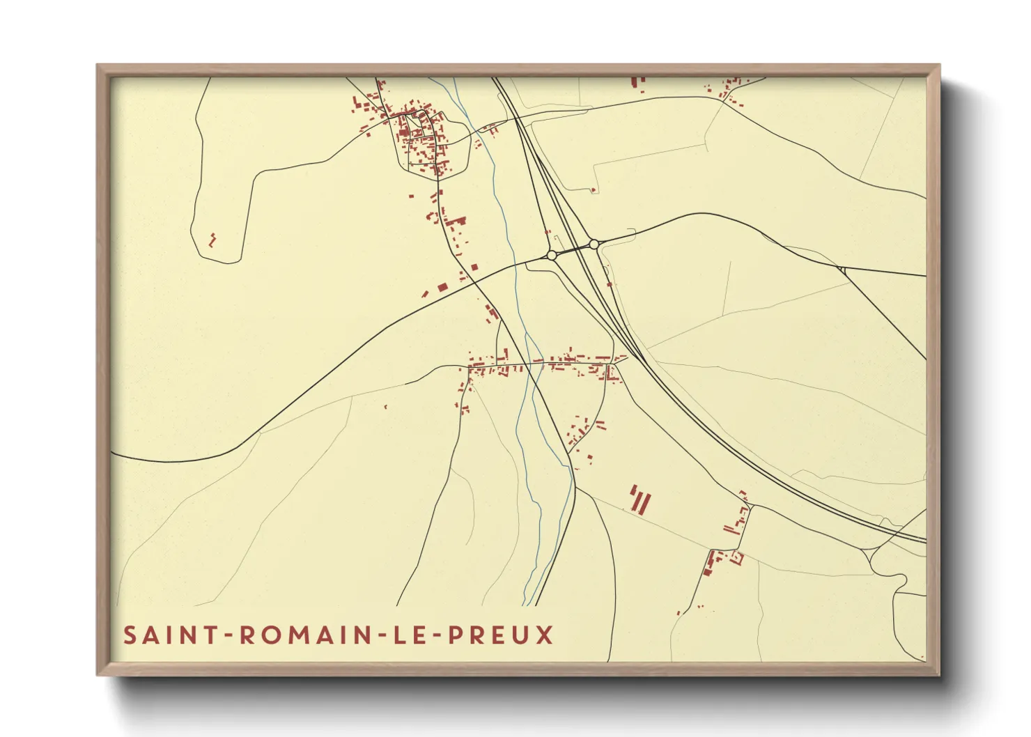 Une affiche de carte sur Saint-Romain-le-Preux