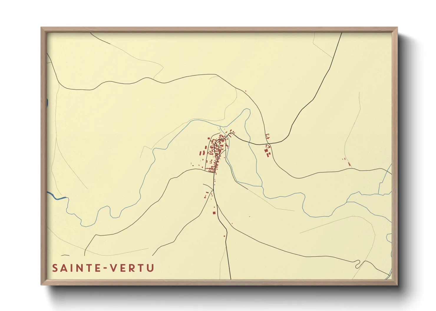Une affiche de carte sur Sainte-Vertu