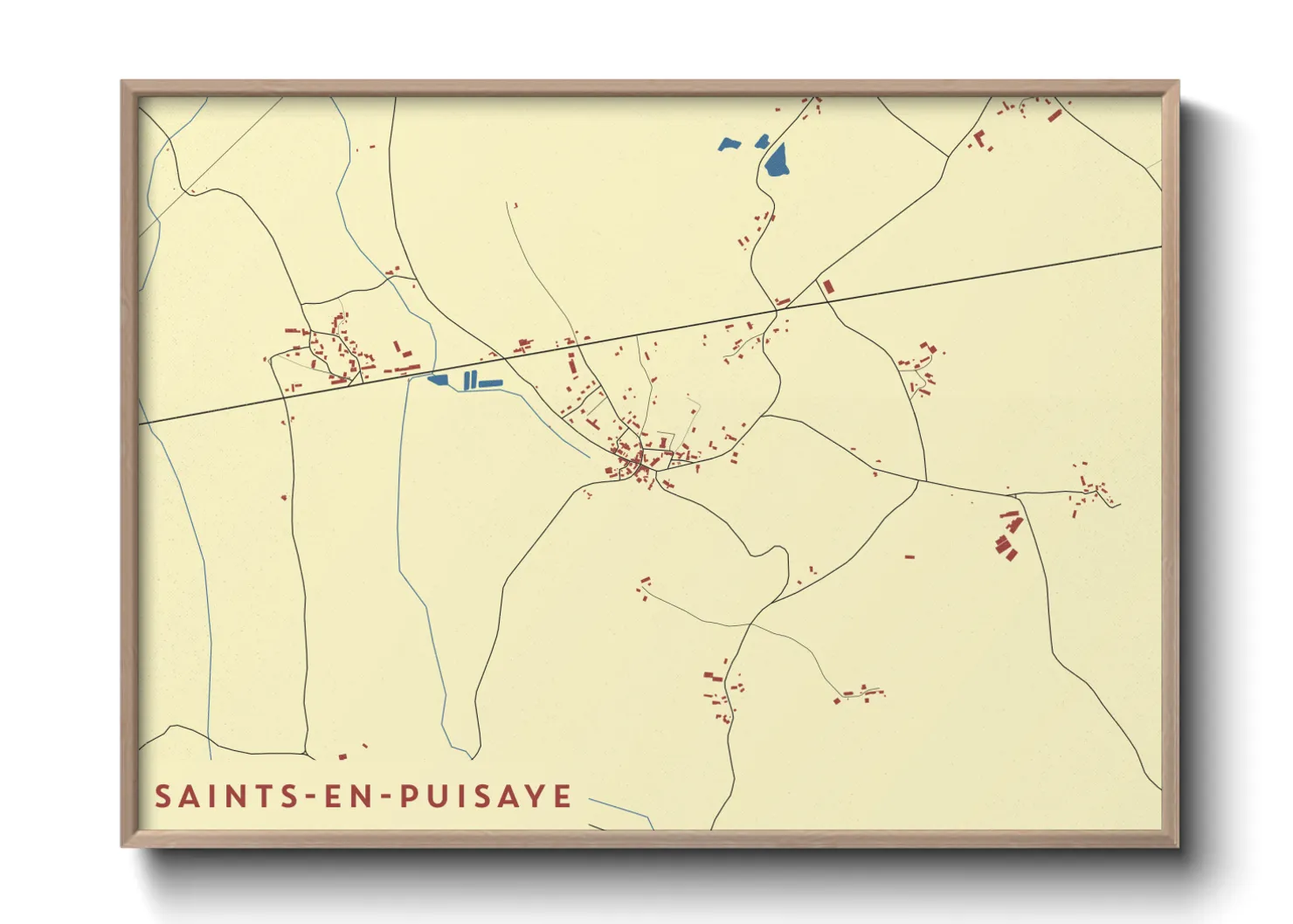 Une affiche de carte sur Saints-en-Puisaye