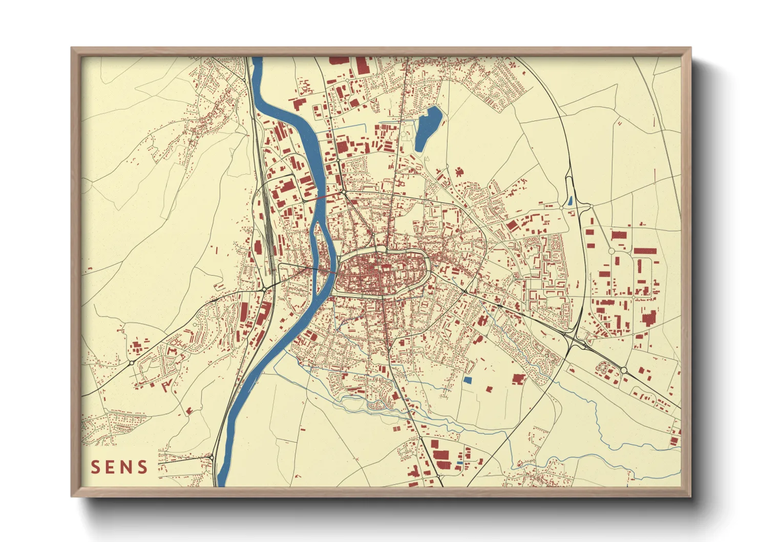 Une affiche de carte sur Sens