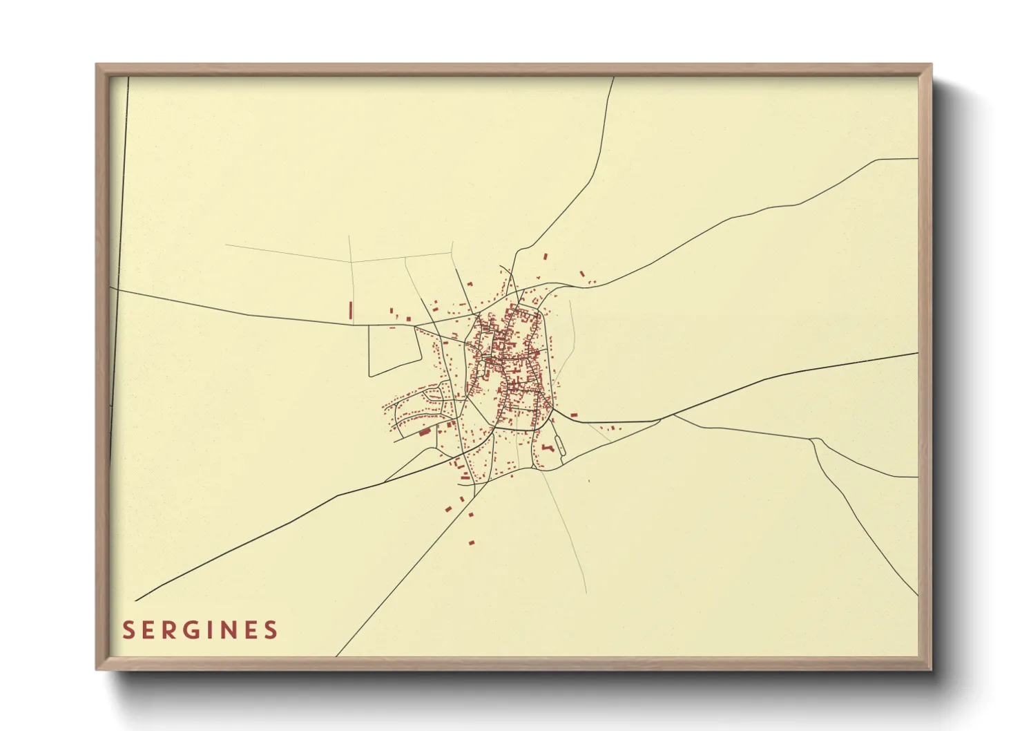 Une affiche de carte sur Sergines