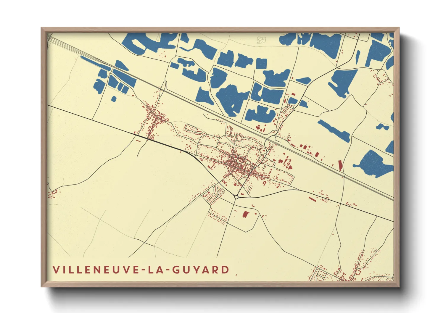 Une affiche de carte sur Villeneuve-la-Guyard