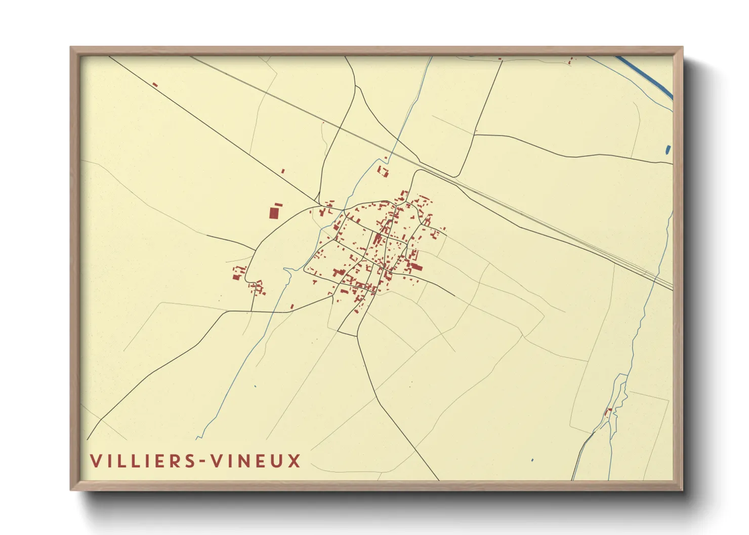 Une affiche de carte sur Villiers-Vineux