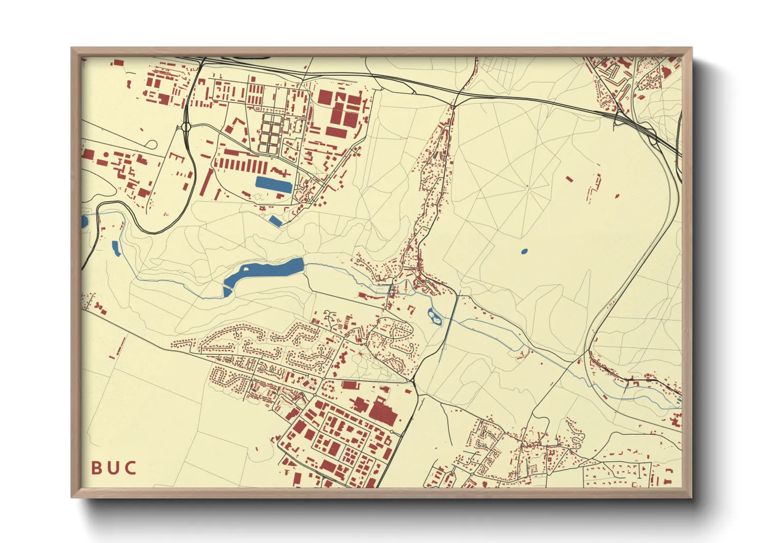 Une affiche de carte sur Buc