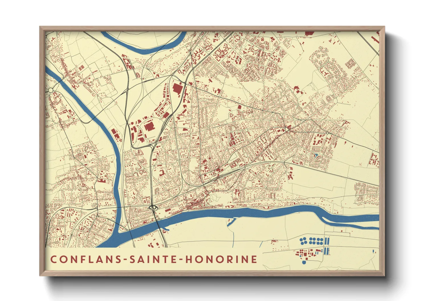 Une affiche de carte sur Conflans-Sainte-Honorine