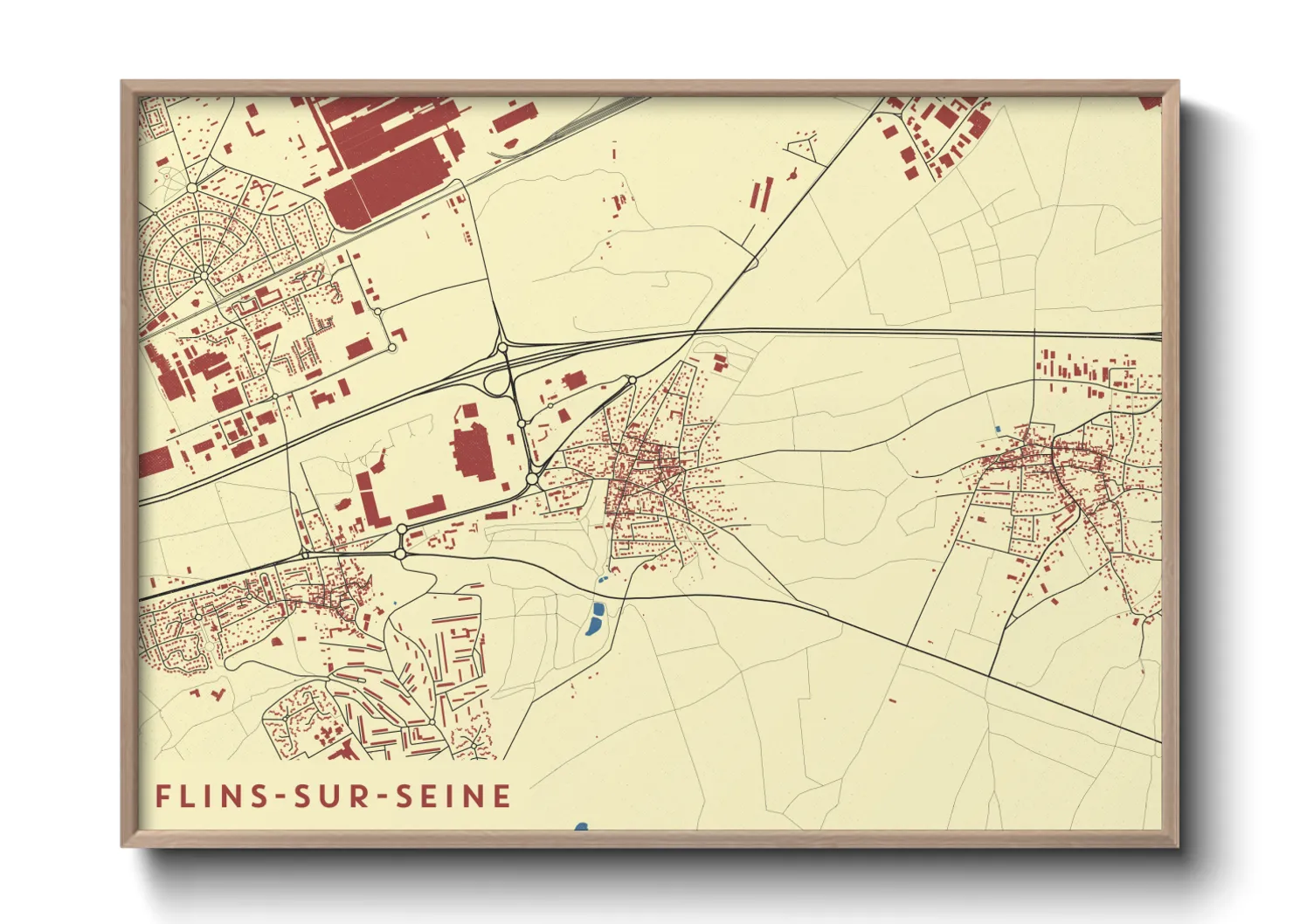 Une affiche de carte sur Flins-sur-Seine