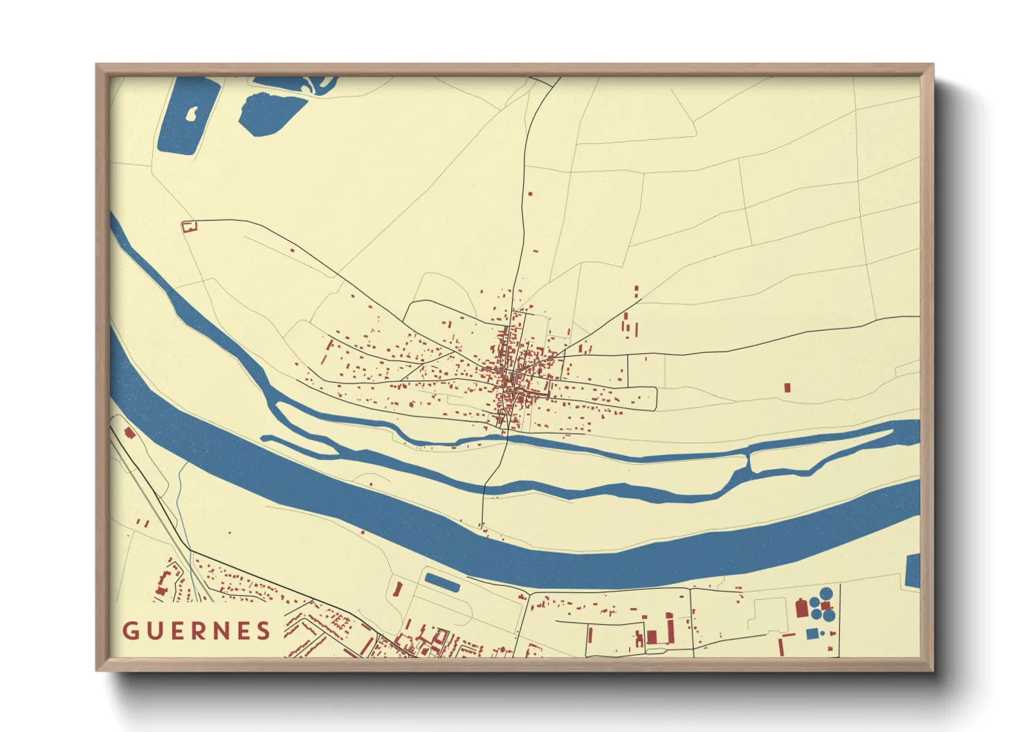 Une affiche de carte sur Guernes