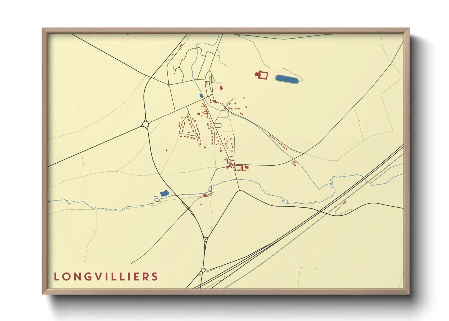 Une affiche de carte sur Longvilliers