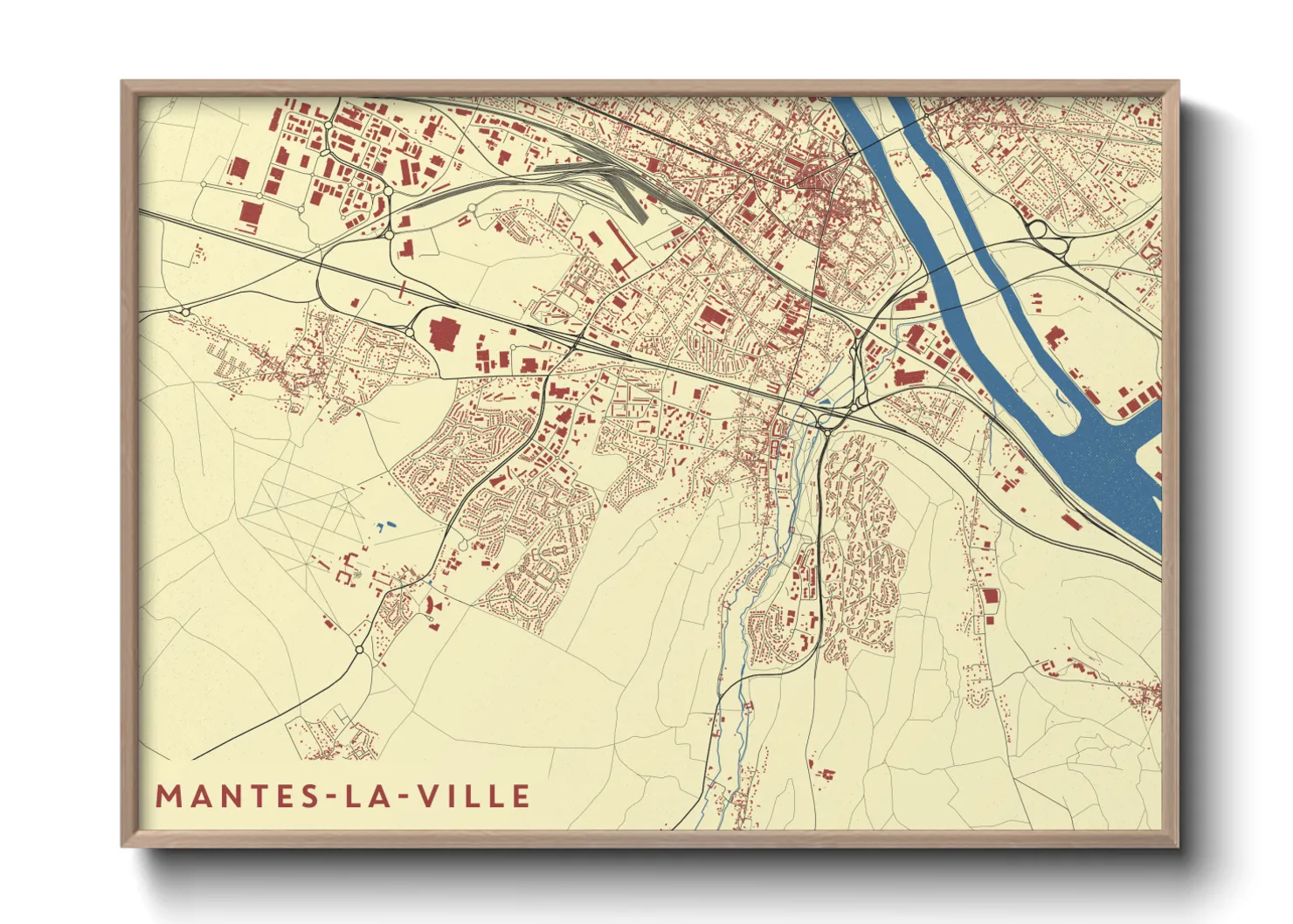 Une affiche de carte sur Mantes-la-Ville