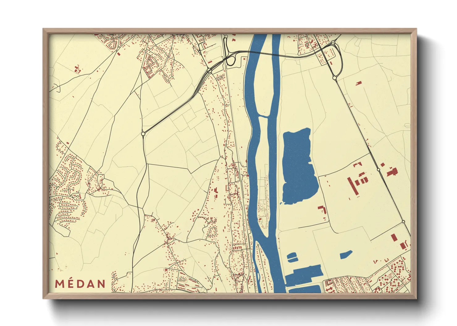 Une affiche de carte sur Médan