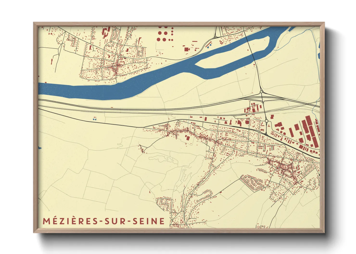 Une affiche de carte sur Mézières-sur-Seine