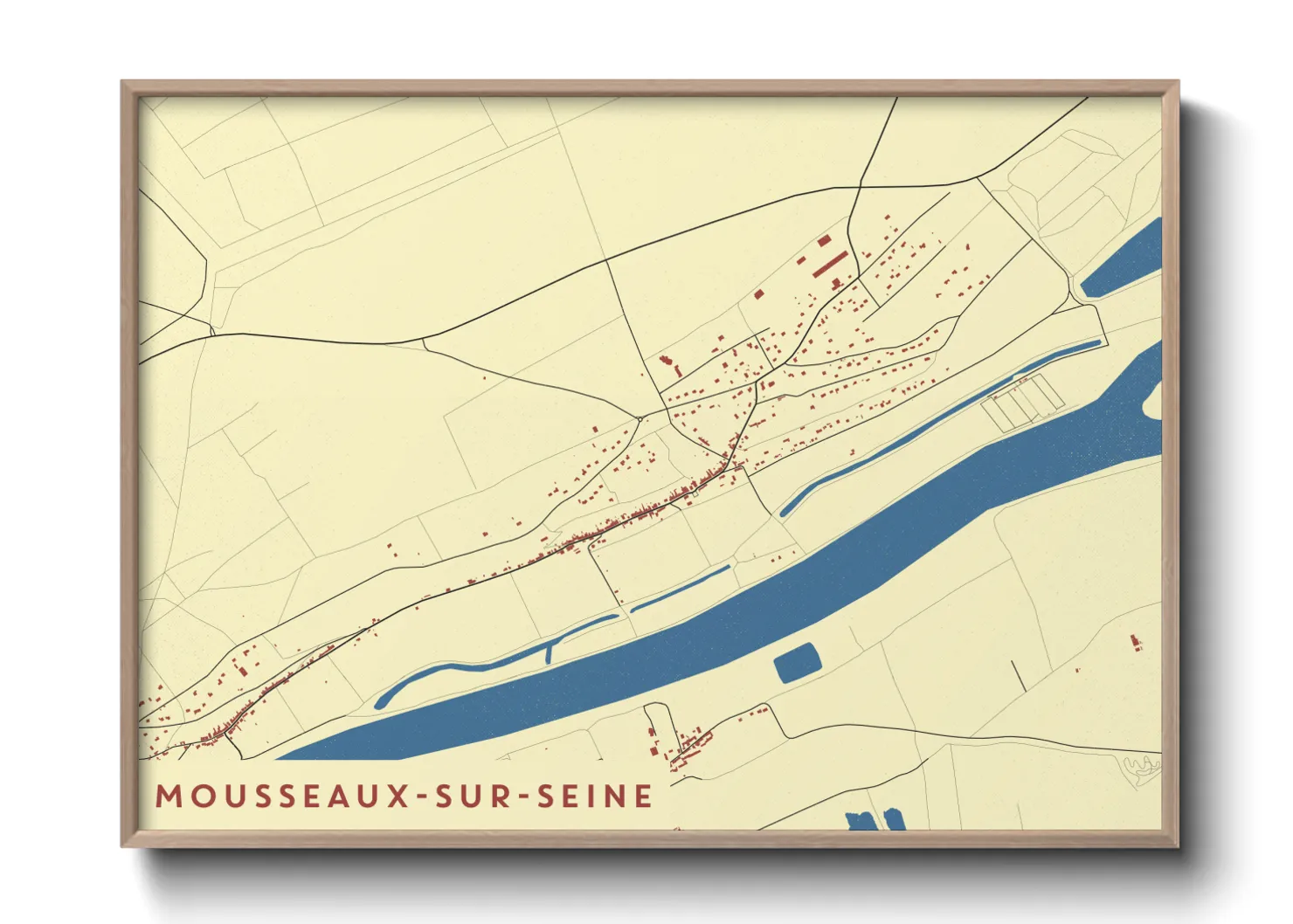 Une affiche de carte sur Mousseaux-sur-Seine
