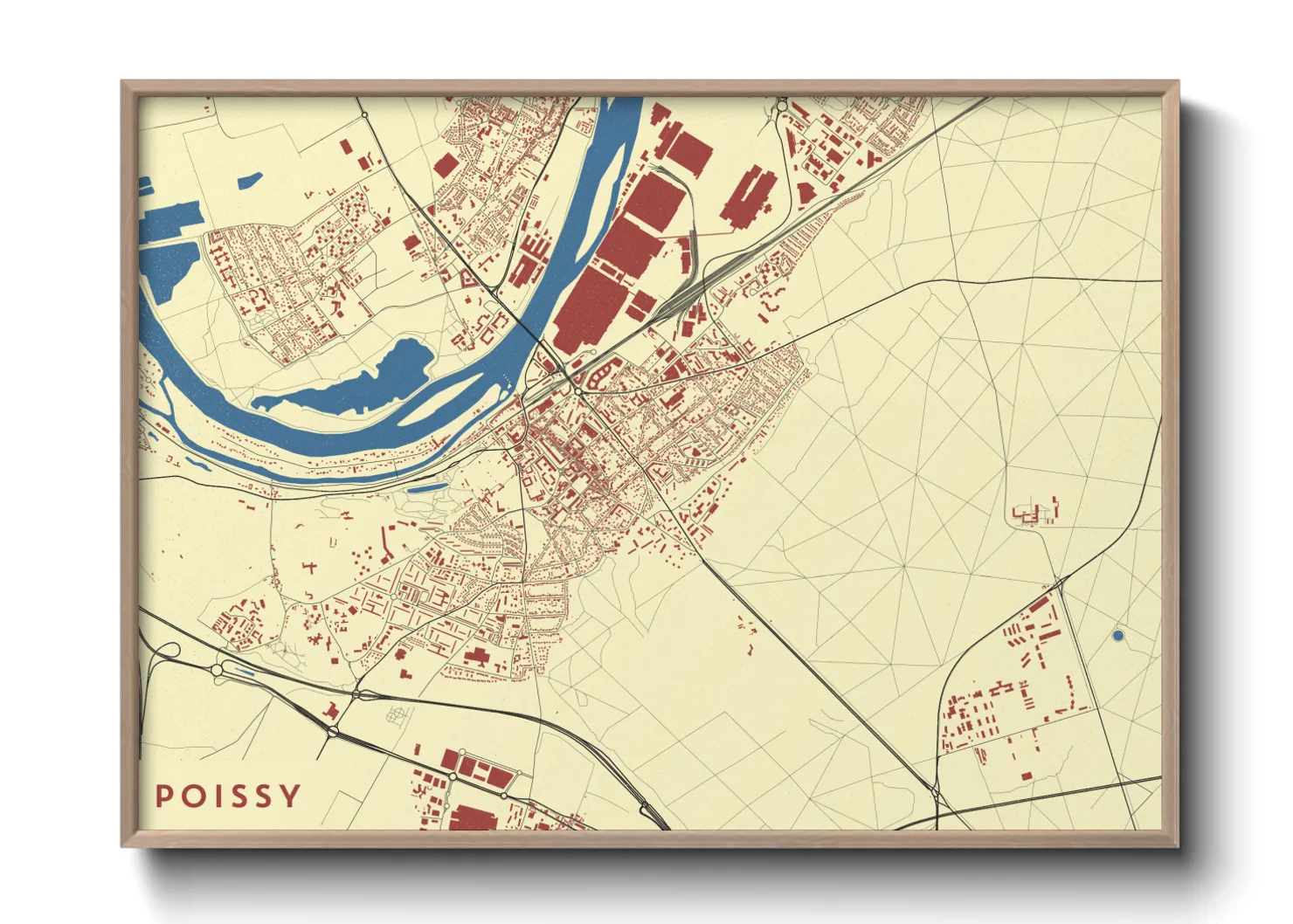 Une affiche de carte sur Poissy