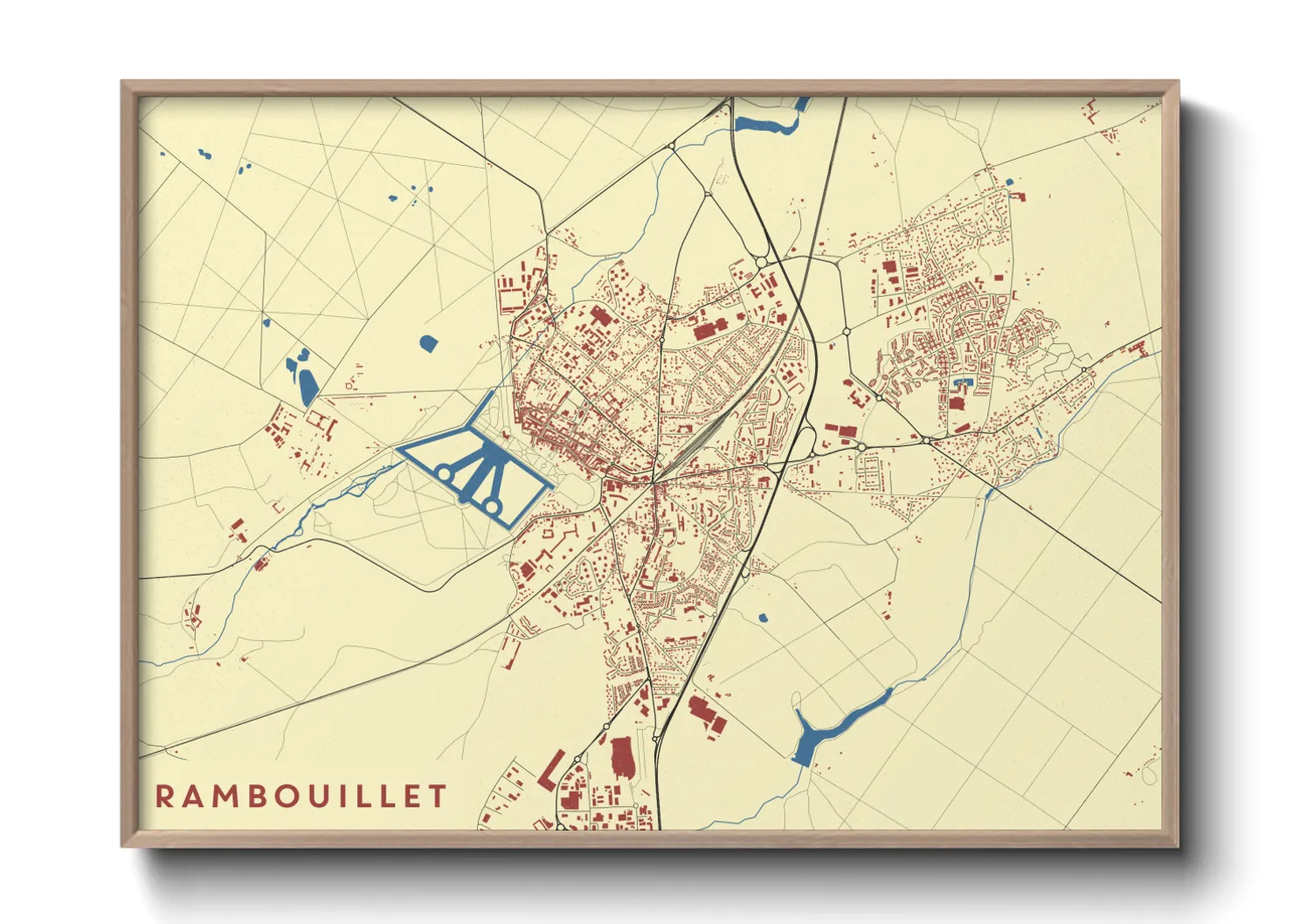 Une affiche de carte sur Rambouillet