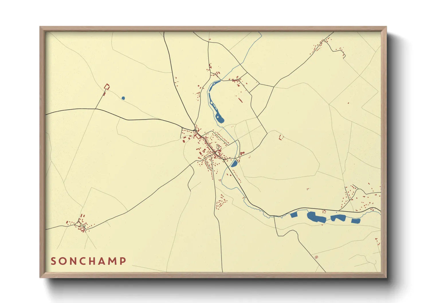 Une affiche de carte sur Sonchamp