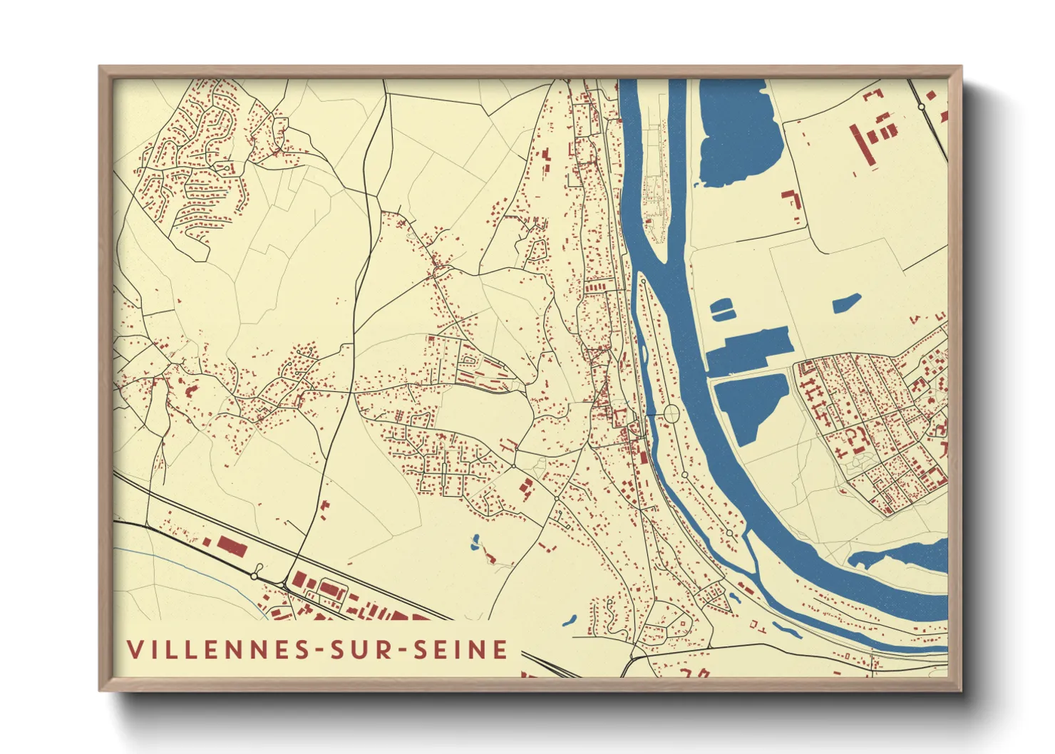 Une affiche de carte sur Villennes-sur-Seine