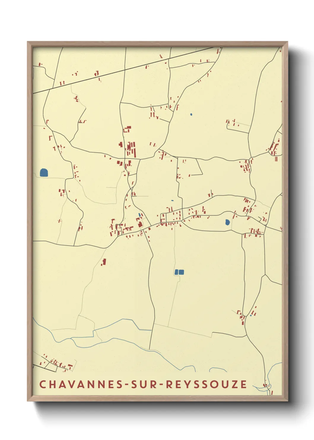 Une affiche de carte sur Chavannes-sur-Reyssouze