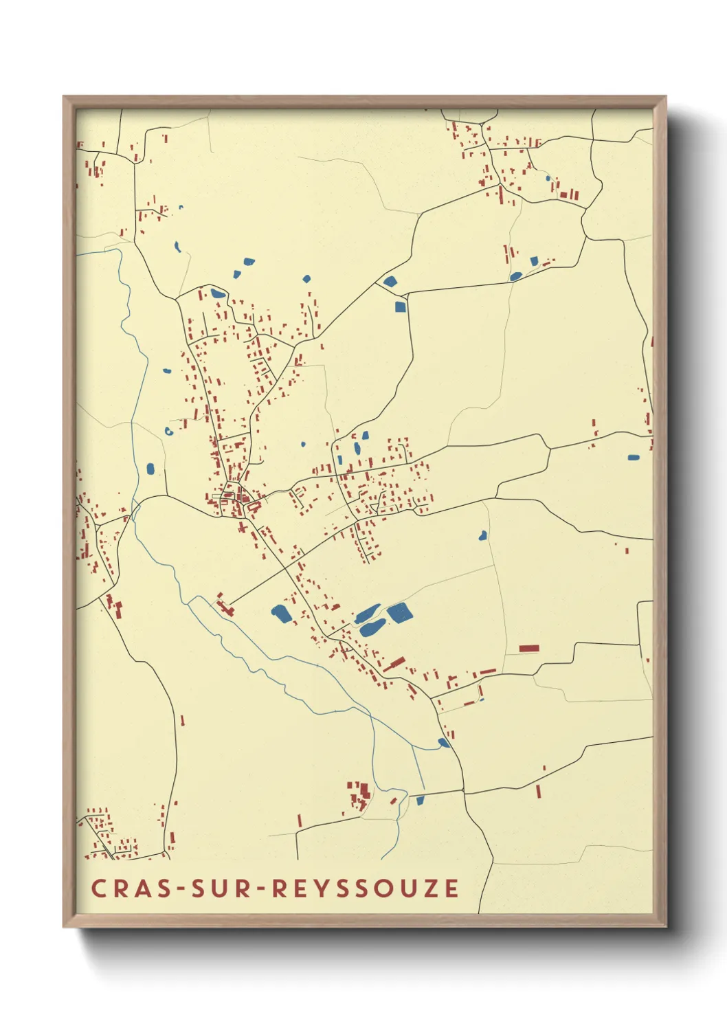 Une affiche de carte sur Cras-sur-Reyssouze
