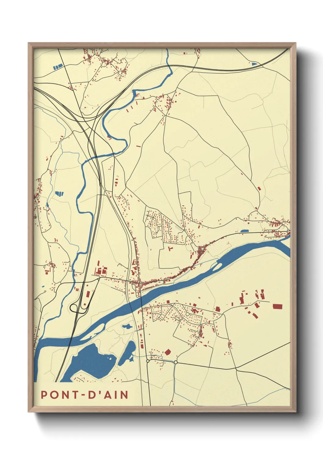 Une affiche de carte sur Pont-d'Ain