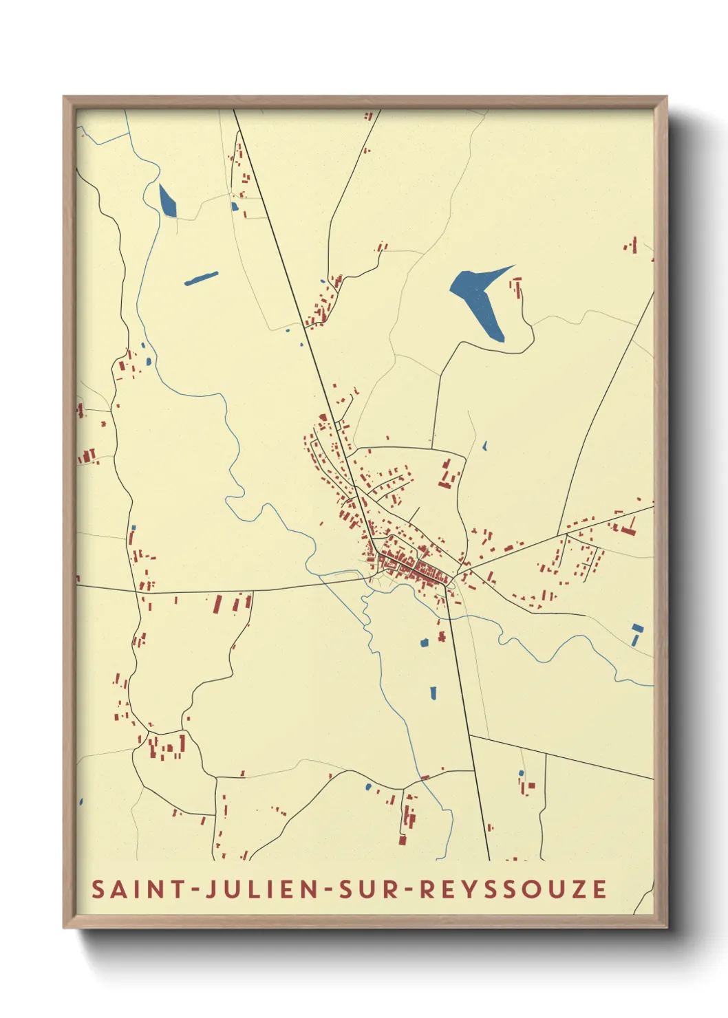 Une affiche de carte sur Saint-Julien-sur-Reyssouze