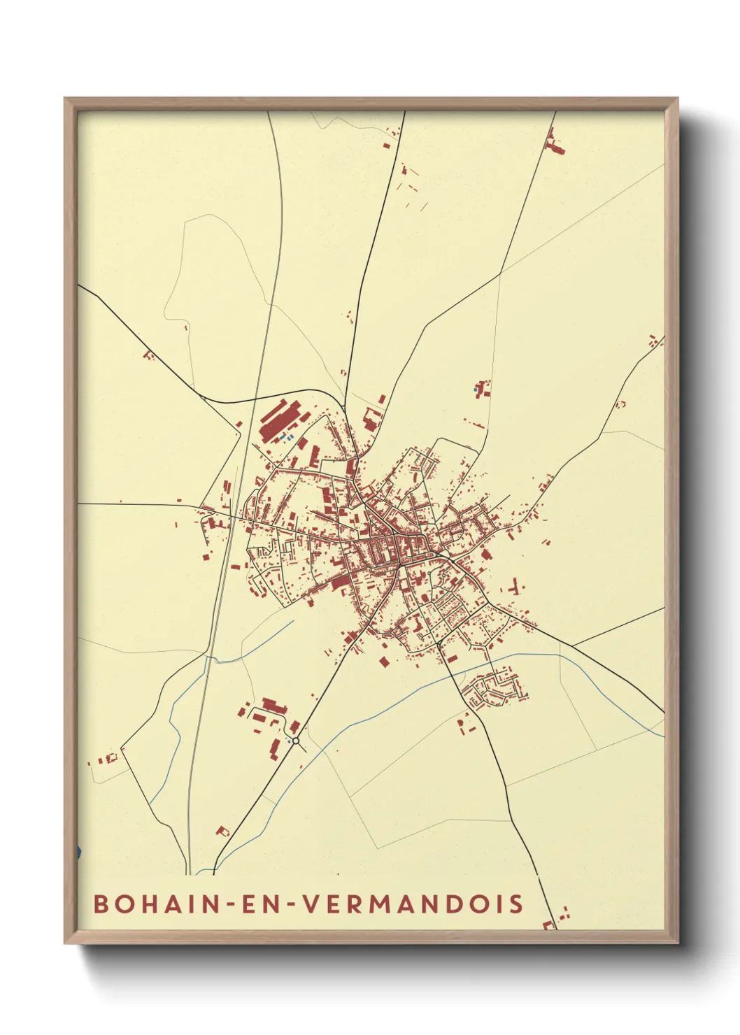 Une affiche de carte sur Bohain-en-Vermandois