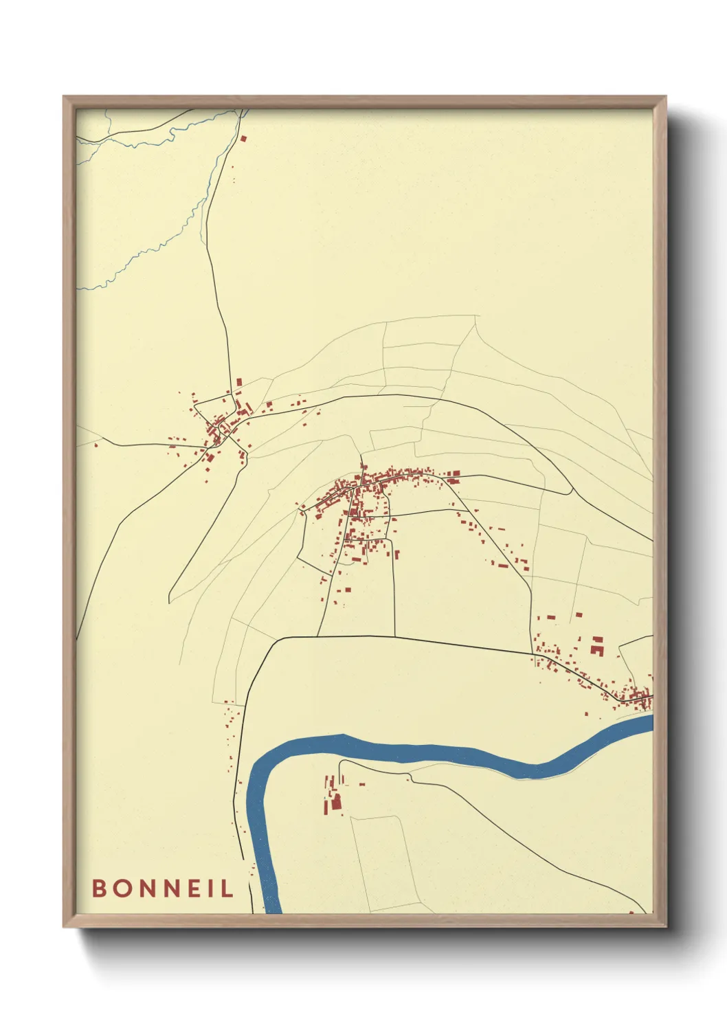 Une affiche de carte sur Bonneil