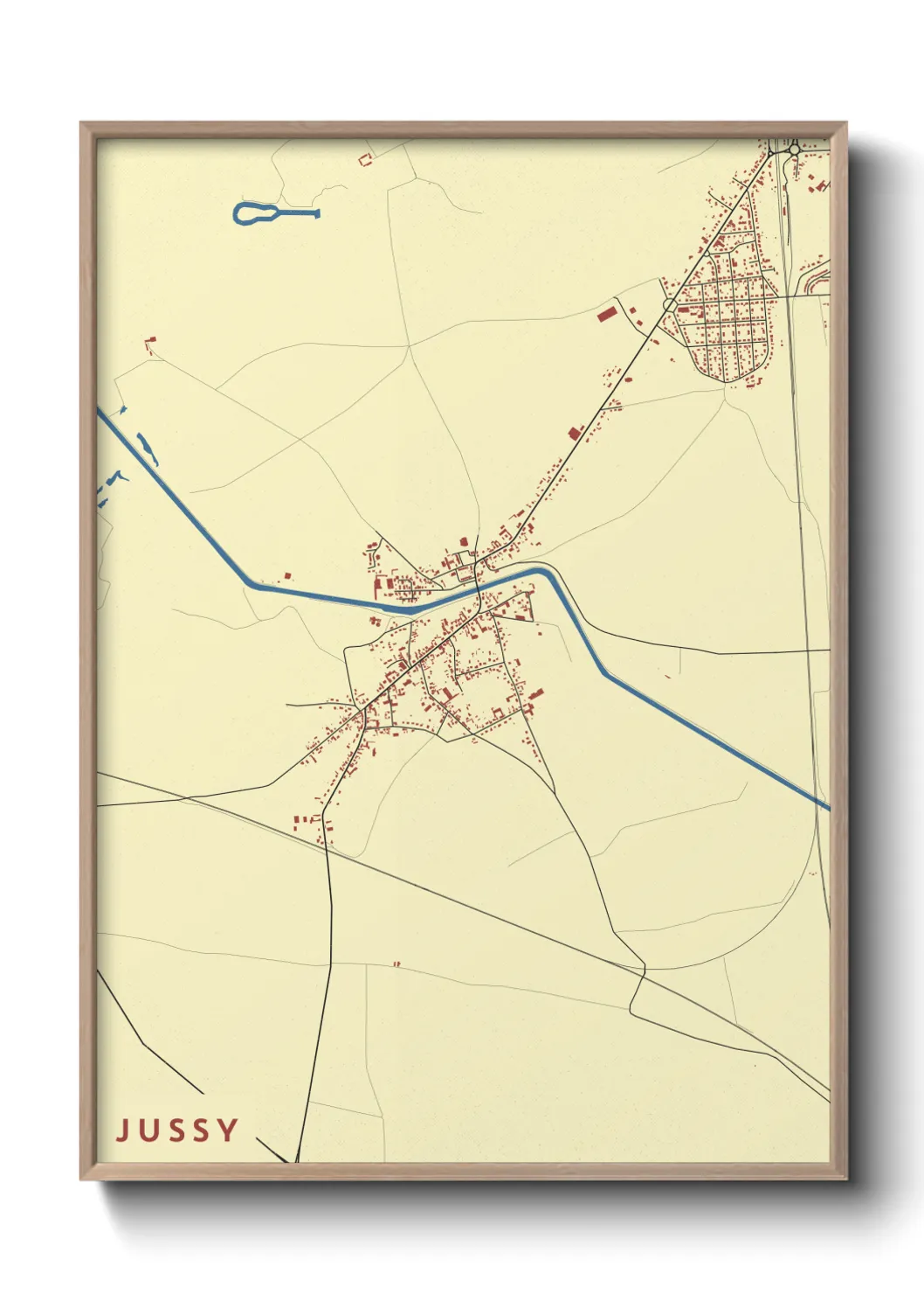 Une affiche de carte sur Jussy