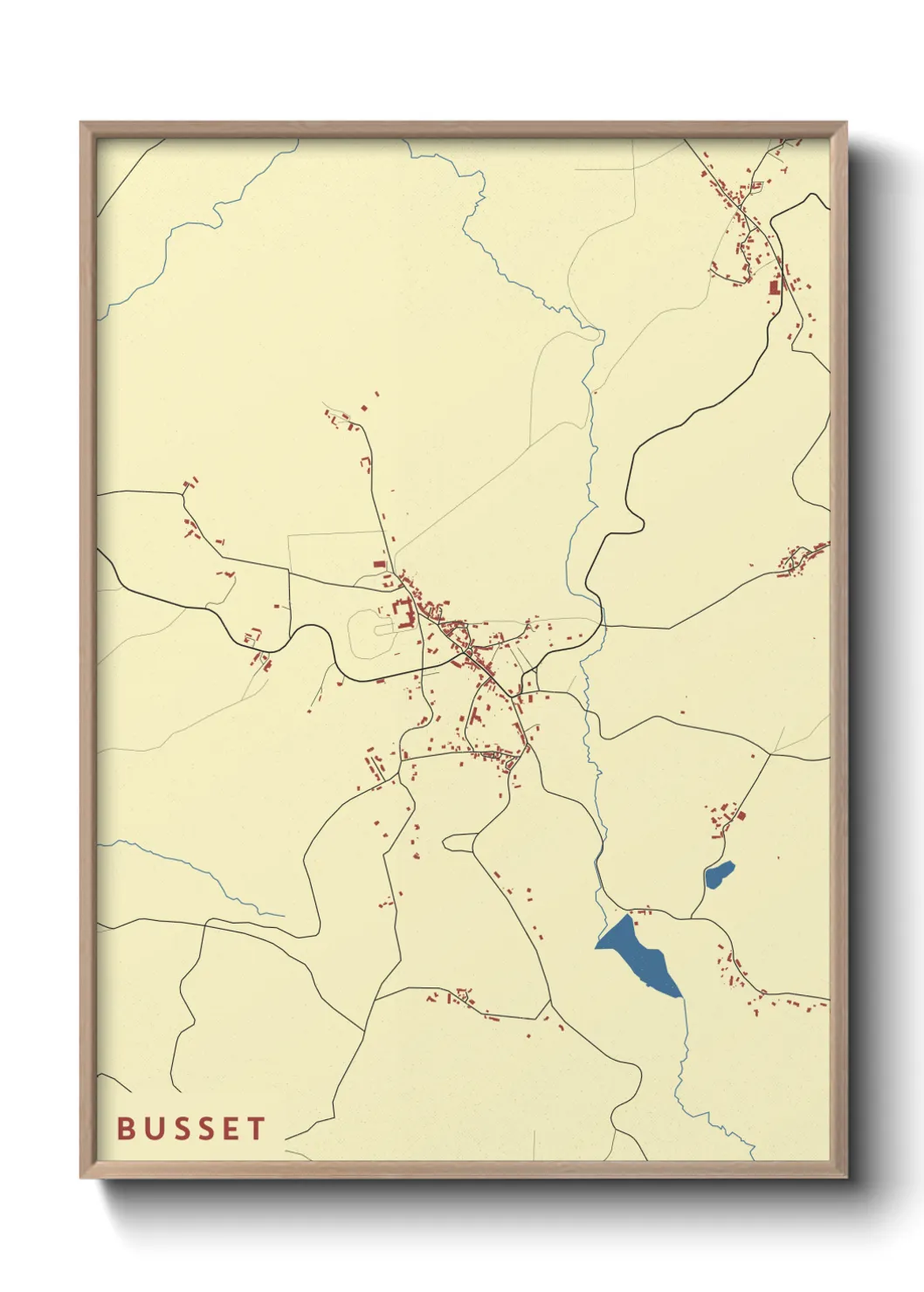 Une affiche de carte sur Busset