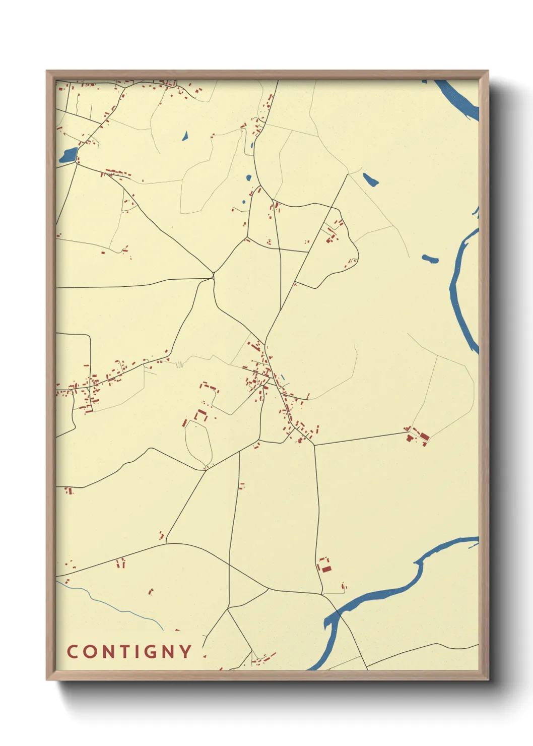 Une affiche de carte sur Contigny