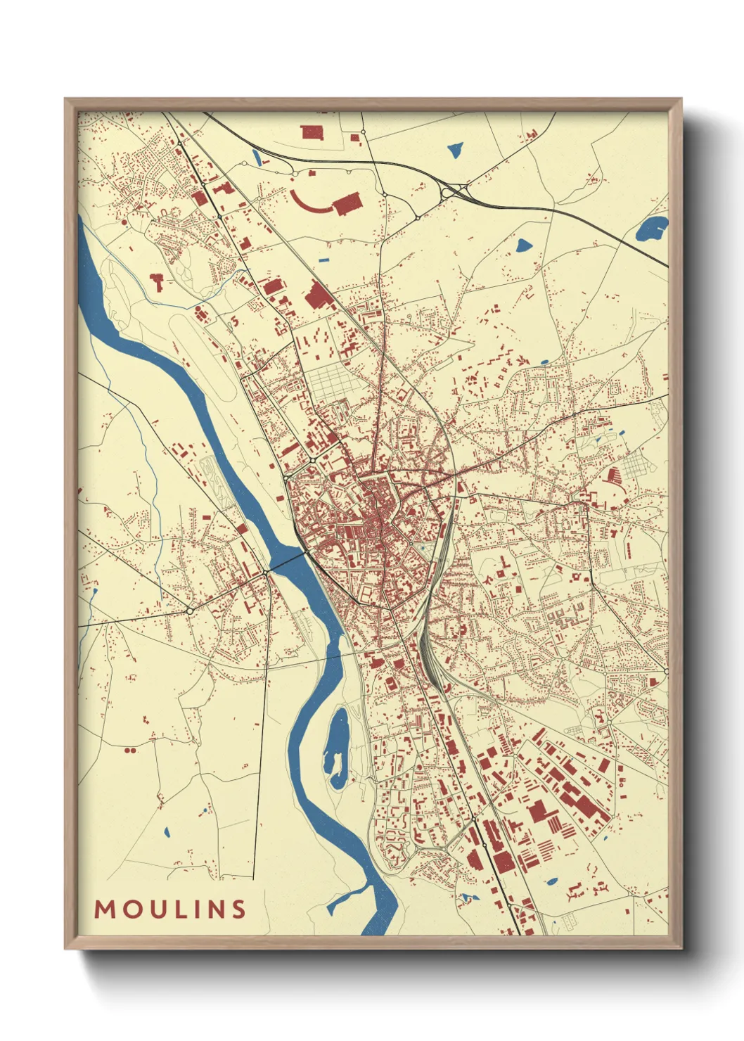 Une affiche de carte sur Moulins