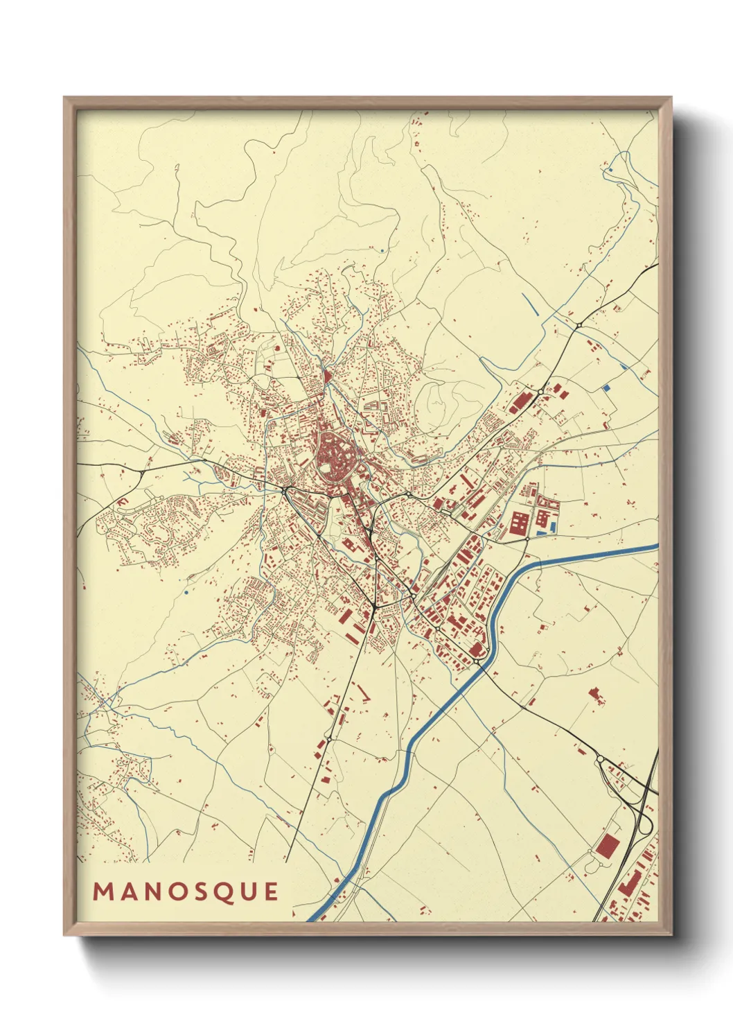 Une affiche de carte sur Manosque