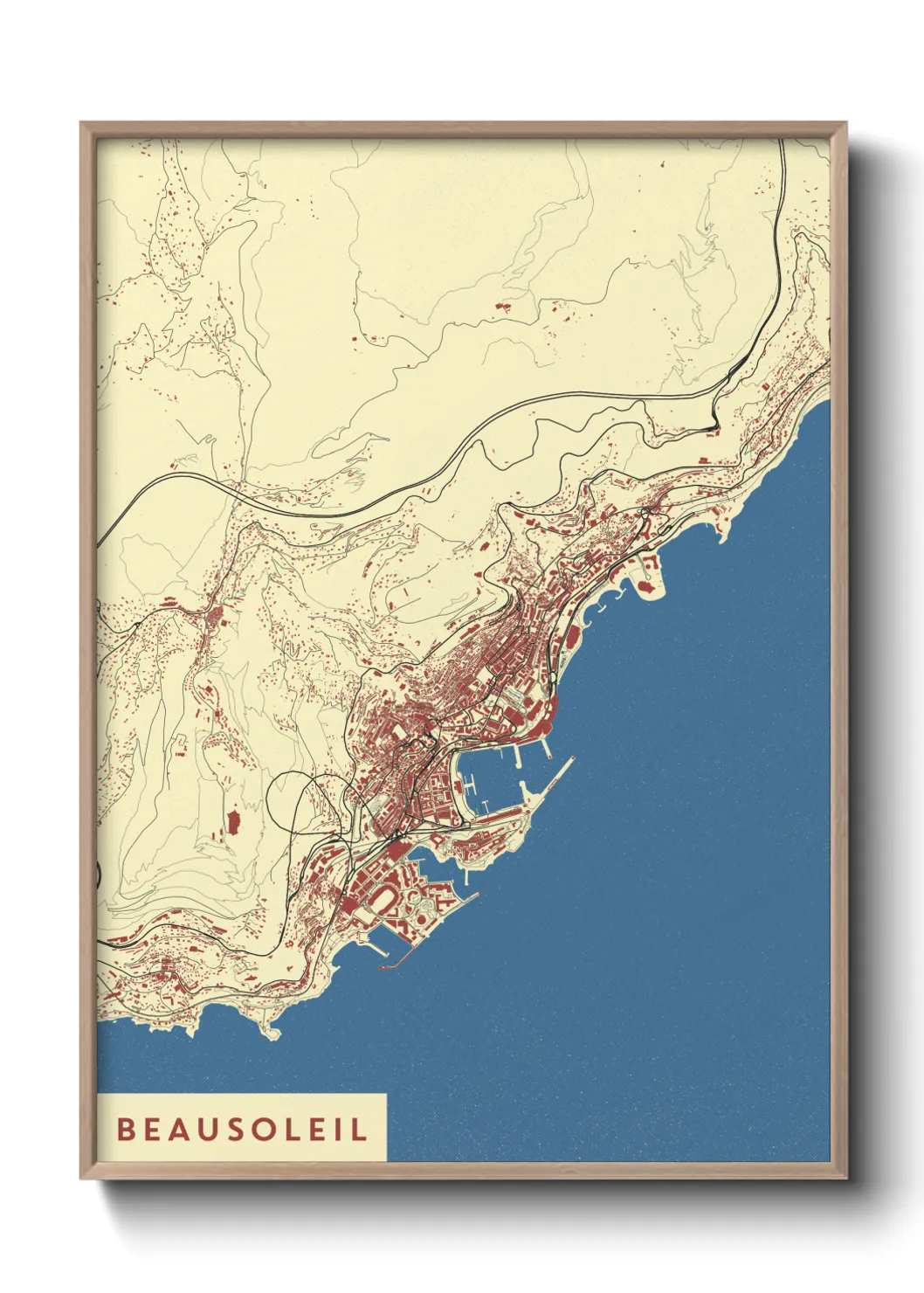 Une affiche de carte sur Beausoleil