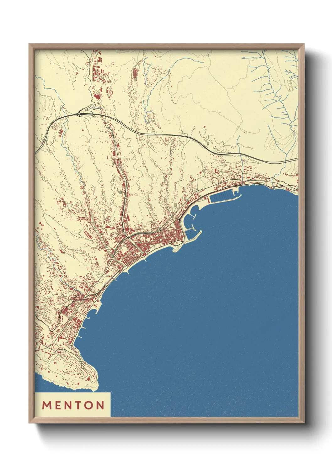 Une affiche de carte sur Menton