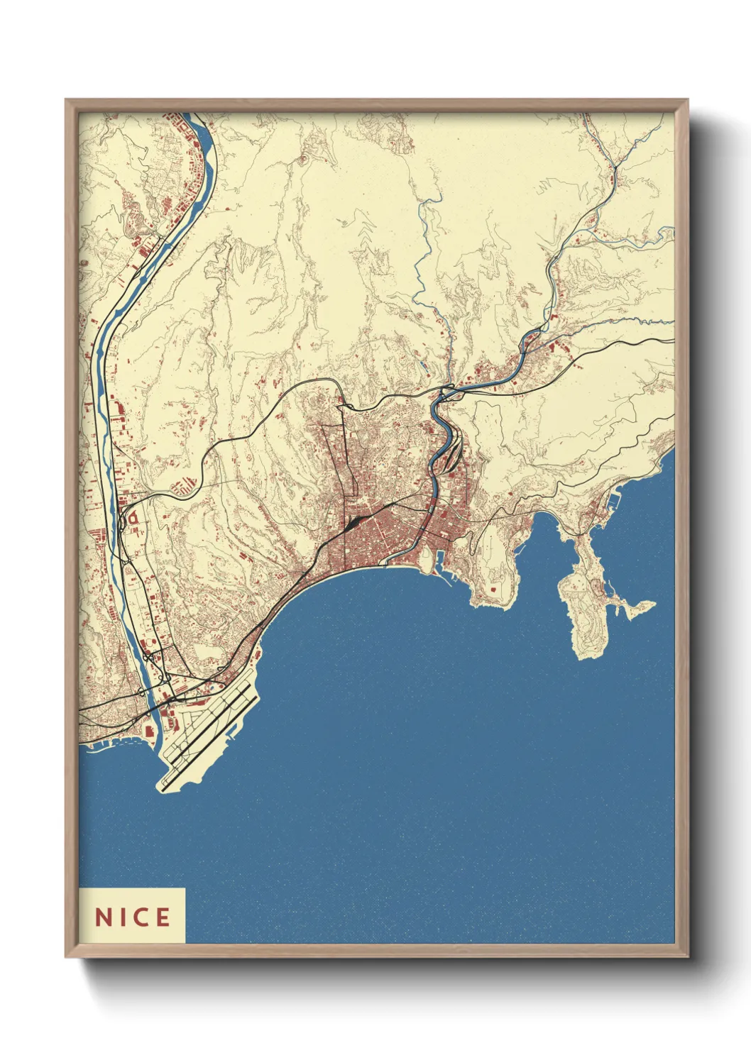 Une affiche de carte sur Nice