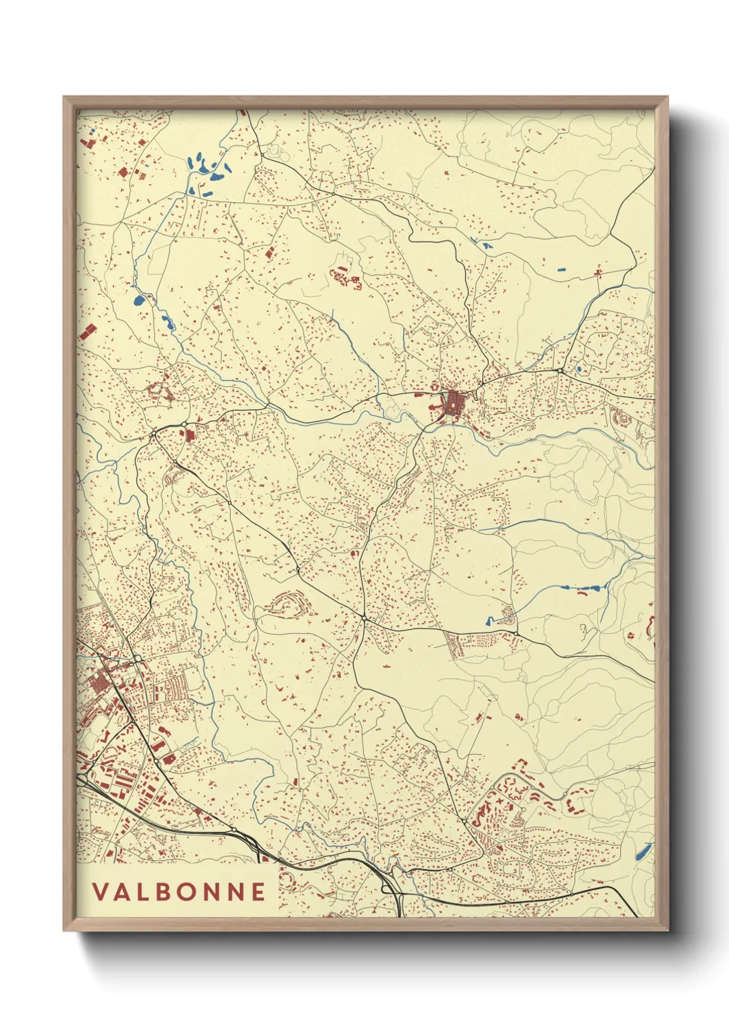 Une affiche de carte sur Valbonne