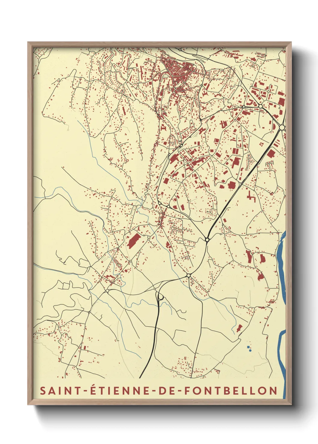 Un poster carteSaint-Étienne-de-Fontbellon