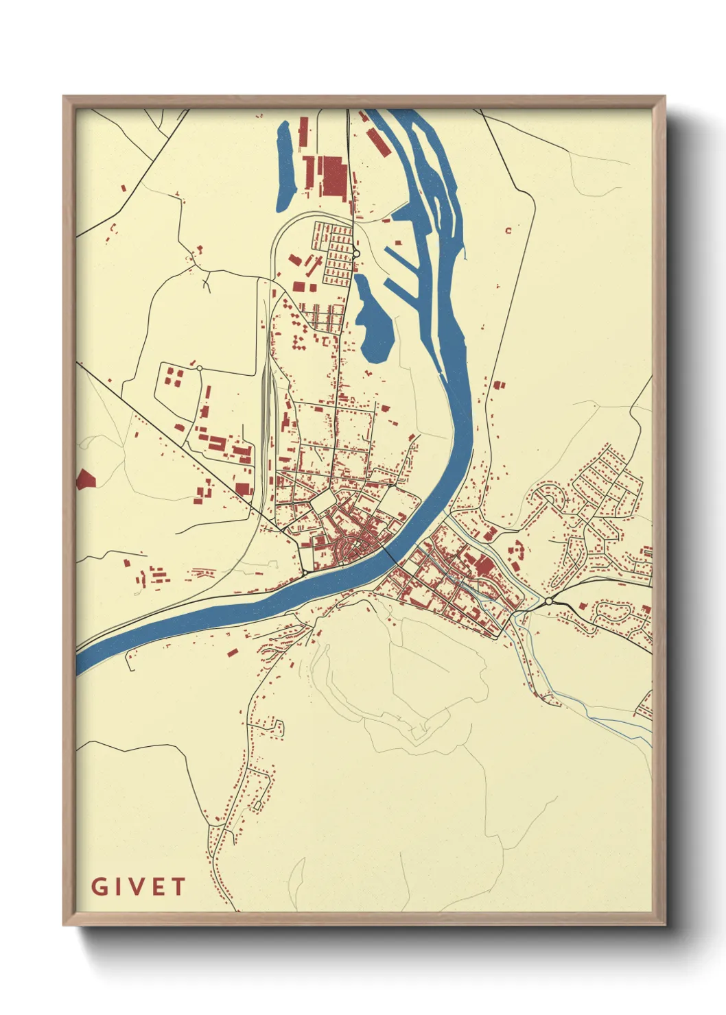 Une affiche de carte sur Givet