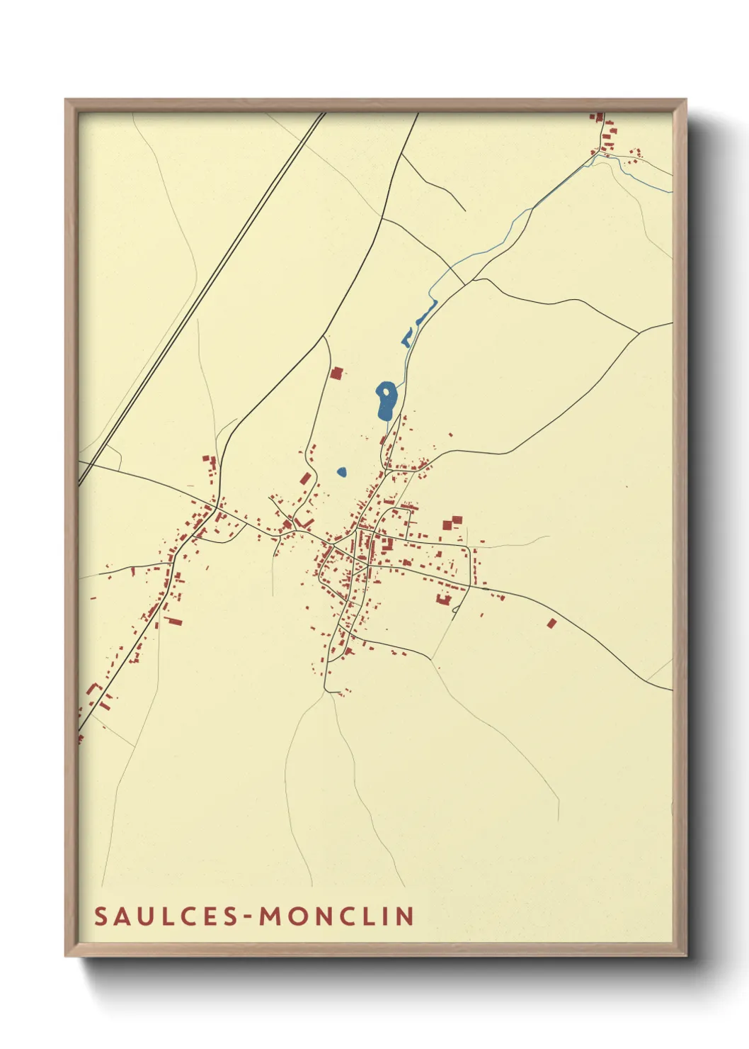 Une affiche de carte sur Saulces-Monclin