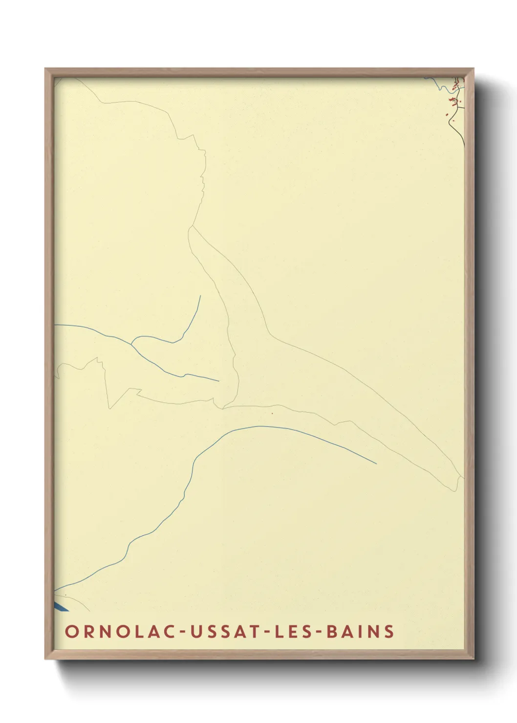 Une affiche de carte sur Ornolac-Ussat-les-Bains
