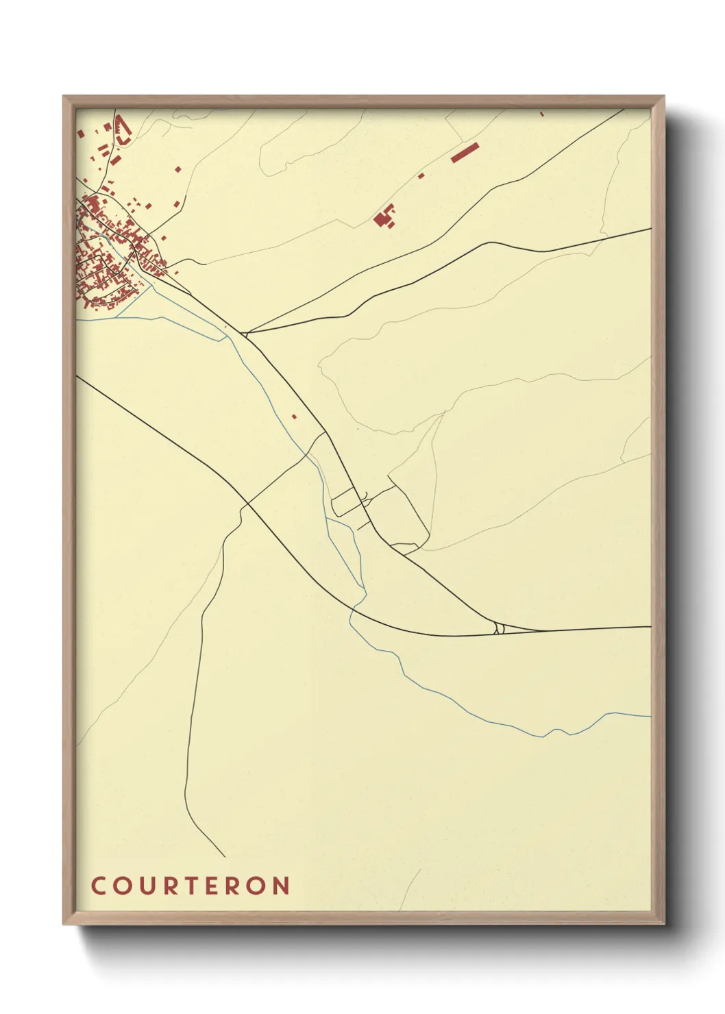 Une affiche de carte sur Courteron