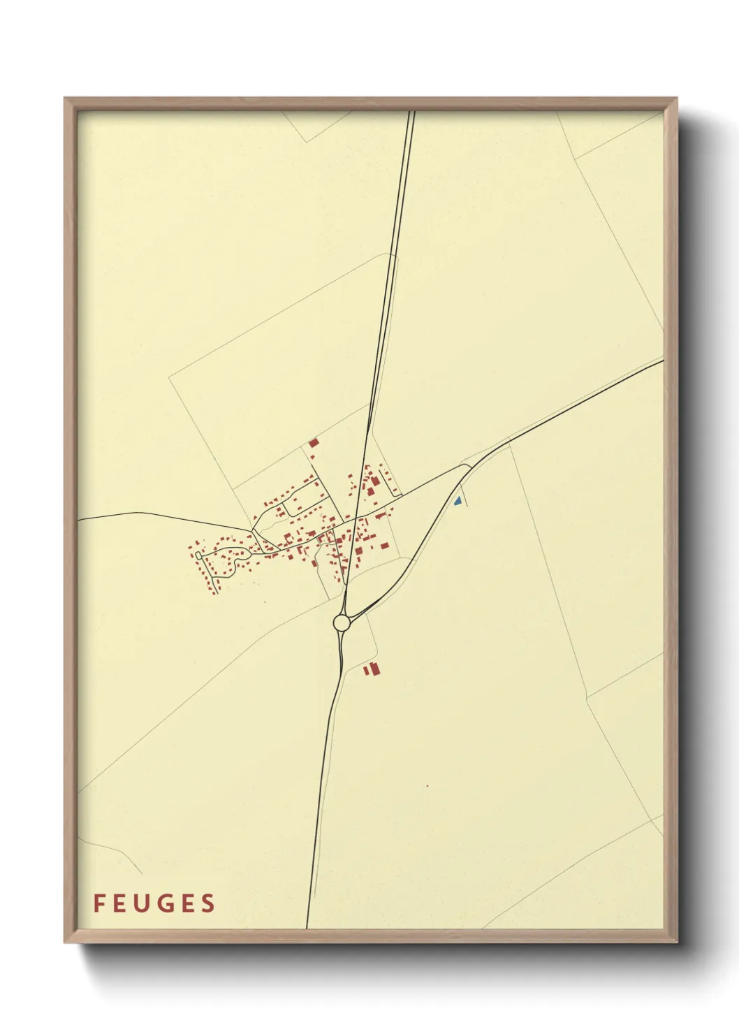 Une affiche de carte sur Feuges