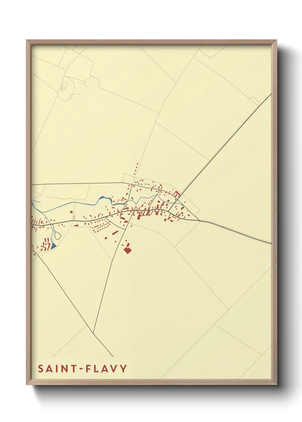 Une affiche de carte sur Saint-Flavy
