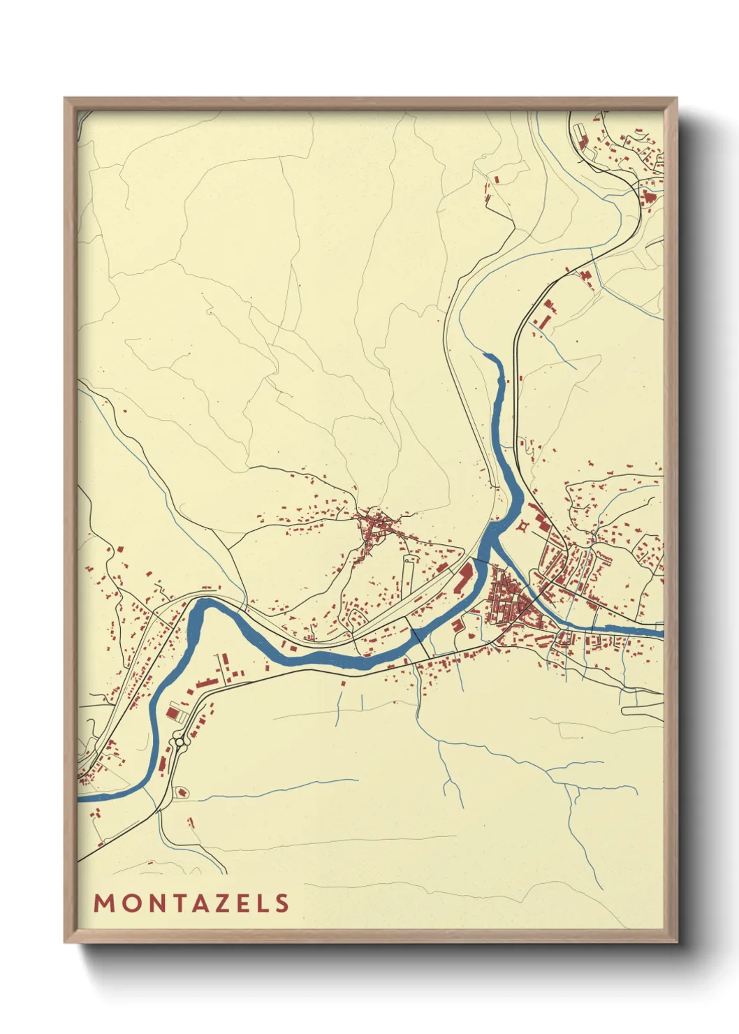 Une affiche de carte sur Montazels