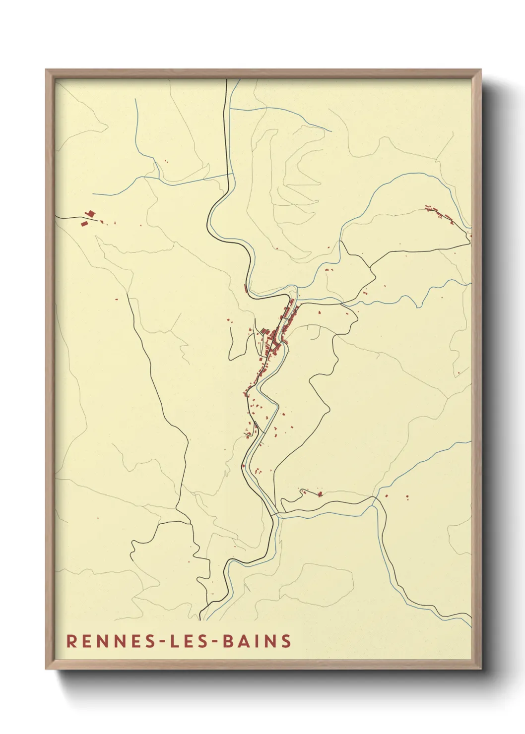 Une affiche de carte sur Rennes-les-Bains