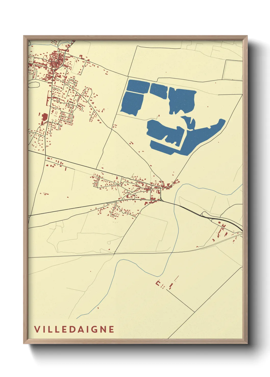 Une affiche de carte sur Villedaigne