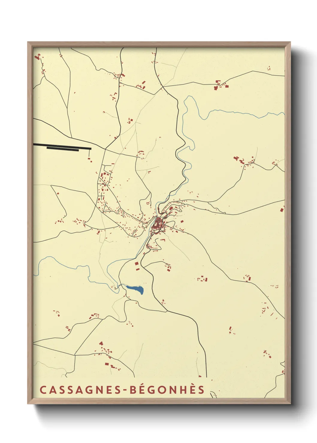 Une affiche de carte sur Cassagnes-Bégonhès