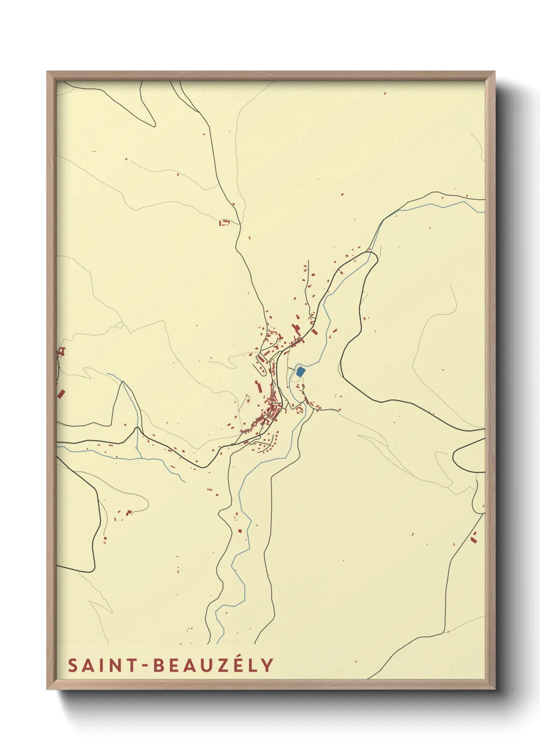 Une affiche de carte sur Saint-Beauzély