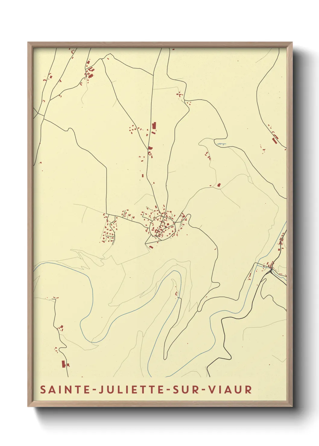 Une affiche de carte sur Sainte-Juliette-sur-Viaur