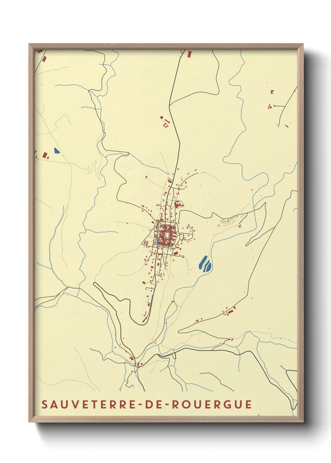 Une affiche de carte sur Sauveterre-de-Rouergue