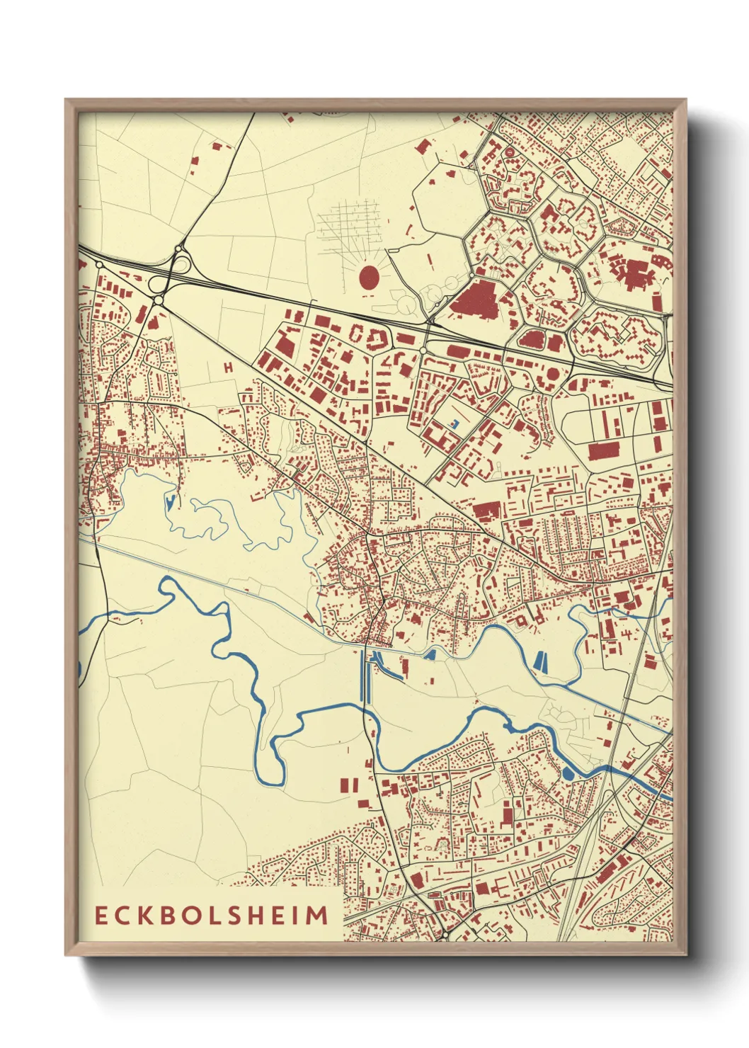Une affiche de carte sur Eckbolsheim